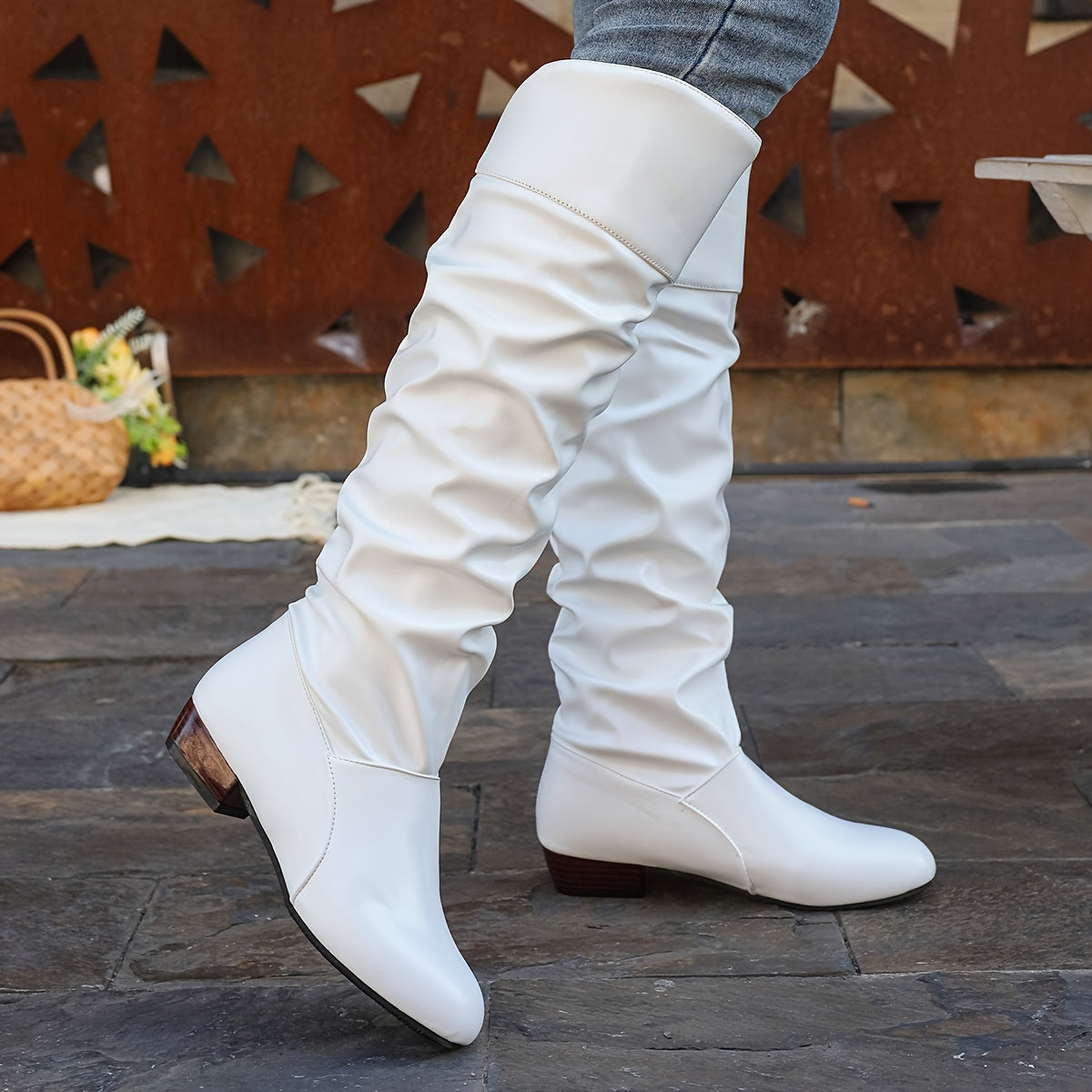 Sarah – Fold-Over Block Heel Over-the-Knee Boots for Women