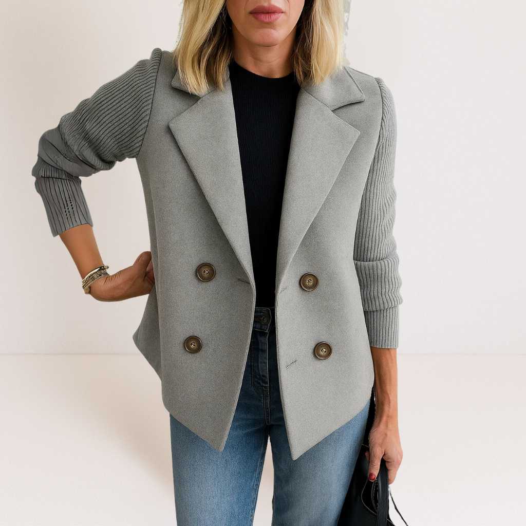 Feyrinna | Elegant Knit-sleeve Jacket