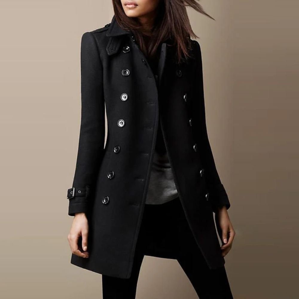 Stacy – Double-Breasted Trench Coat with Buckle Cuffs for Women