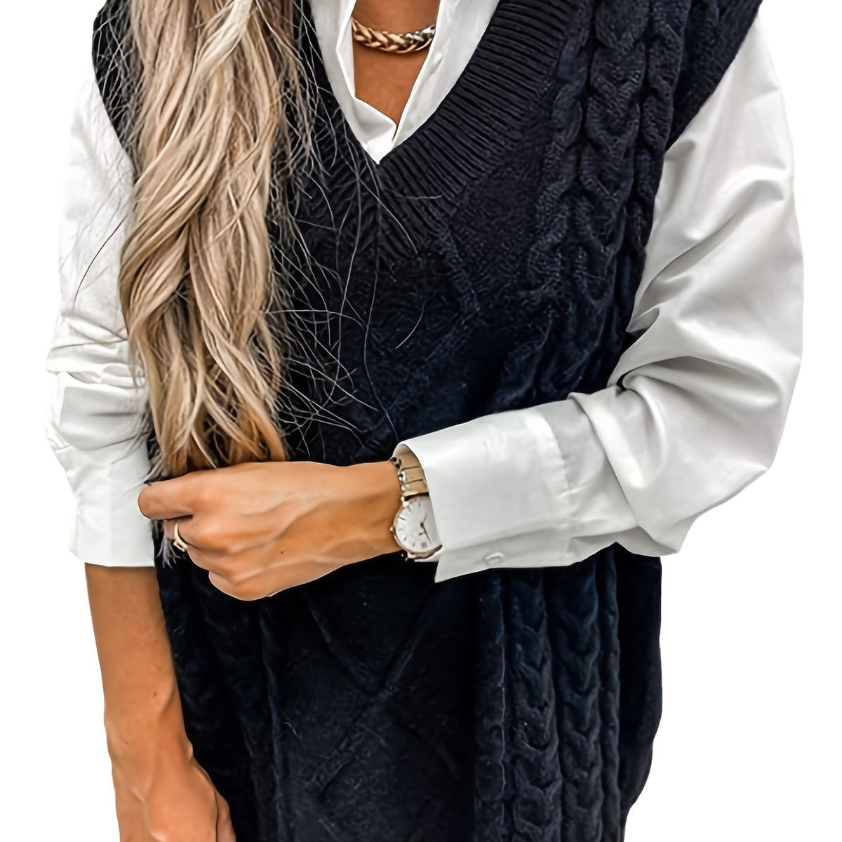 Luella – Chunky Cable-Stitch Pullover Vest for Women