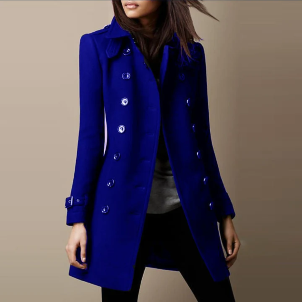 Stacy – Double-Breasted Trench Coat with Buckle Cuffs for Women