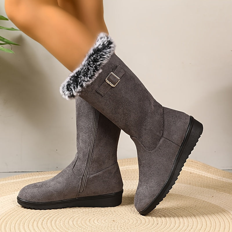 Kara – Buckle-Strap Shearling Winter Boots for Women