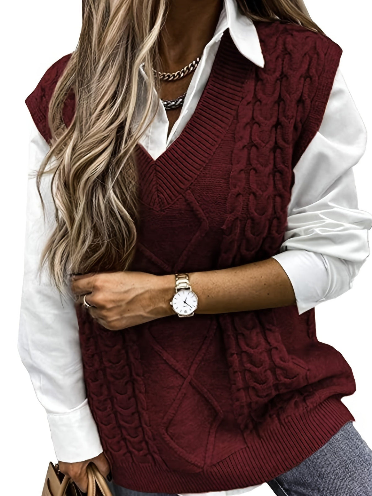Luella – Chunky Cable-Stitch Pullover Vest for Women