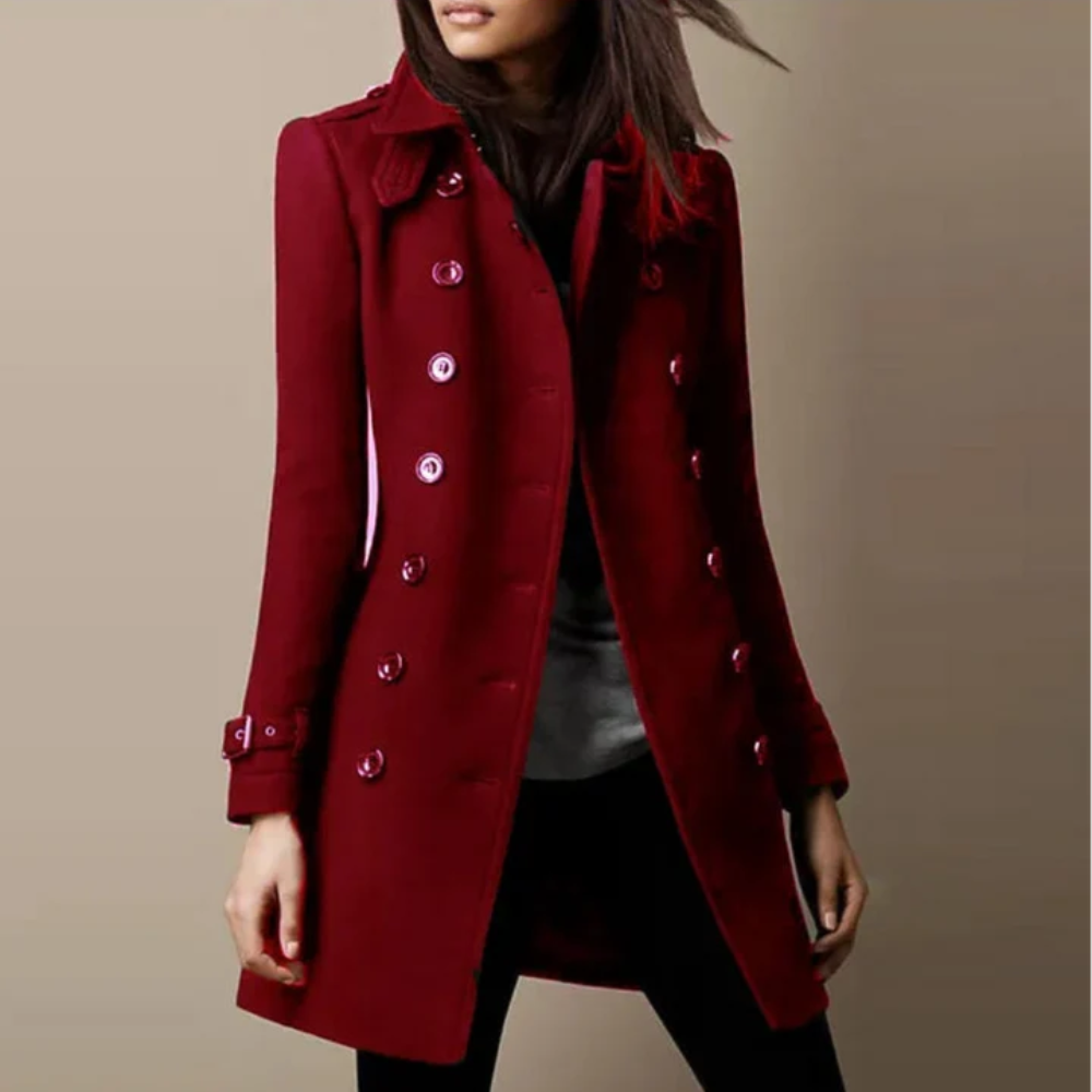 Stacy – Double-Breasted Trench Coat with Buckle Cuffs for Women