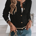Yara – Button-Front Cable-Stitch Cardigan with Statement Buttons for Women