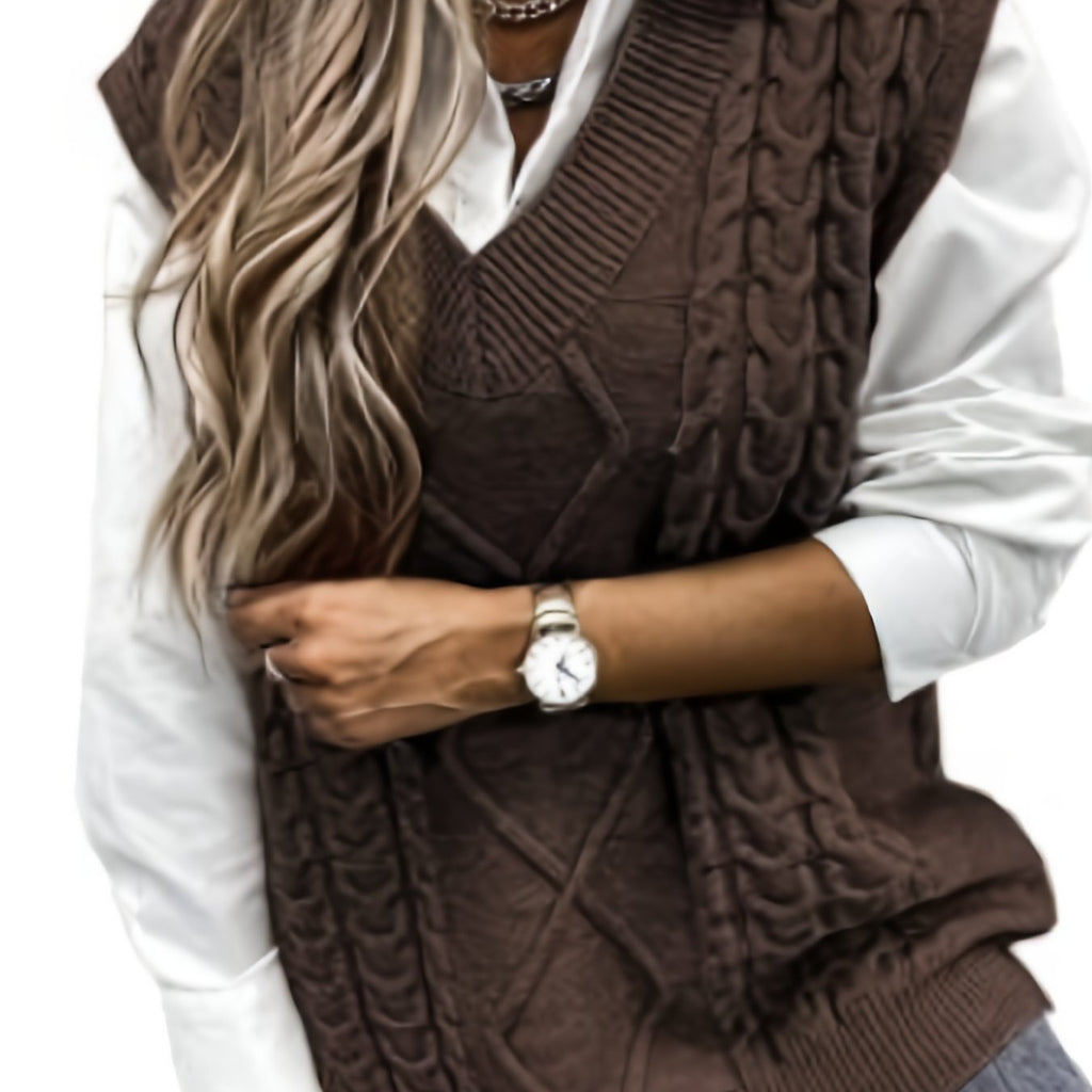 Luella – Chunky Cable-Stitch Pullover Vest for Women