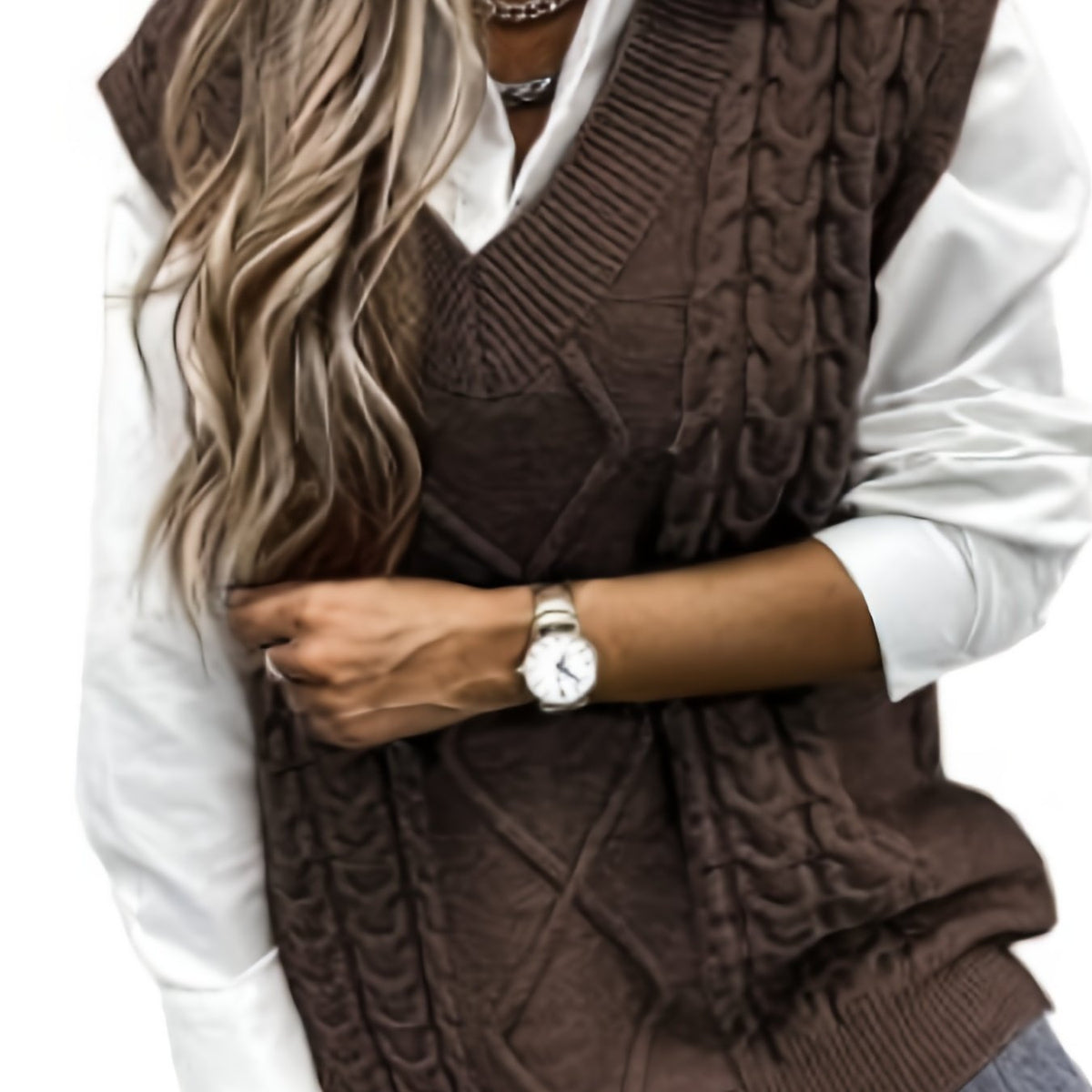Luella – Chunky Cable-Stitch Pullover Vest for Women