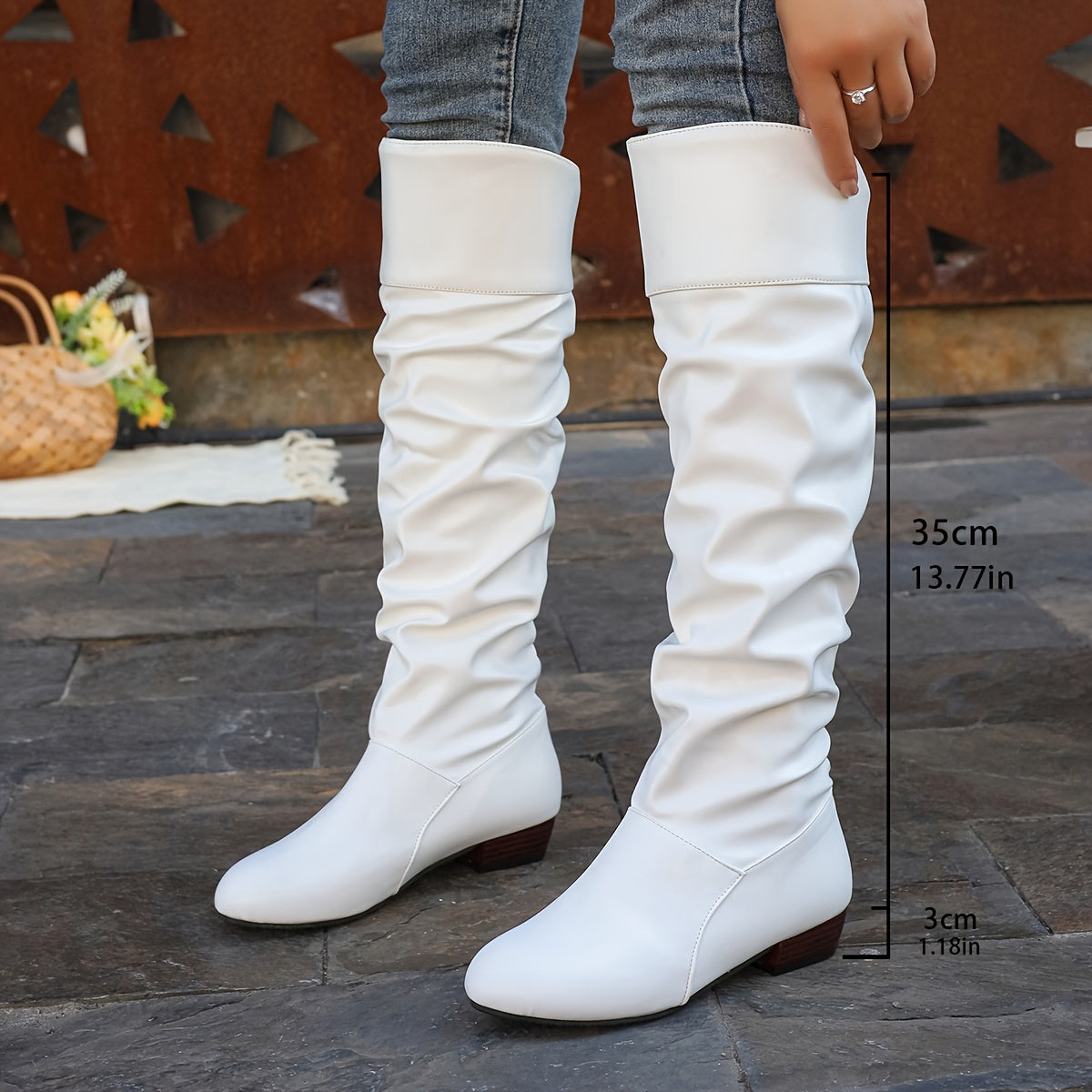 Sarah – Fold-Over Block Heel Over-the-Knee Boots for Women