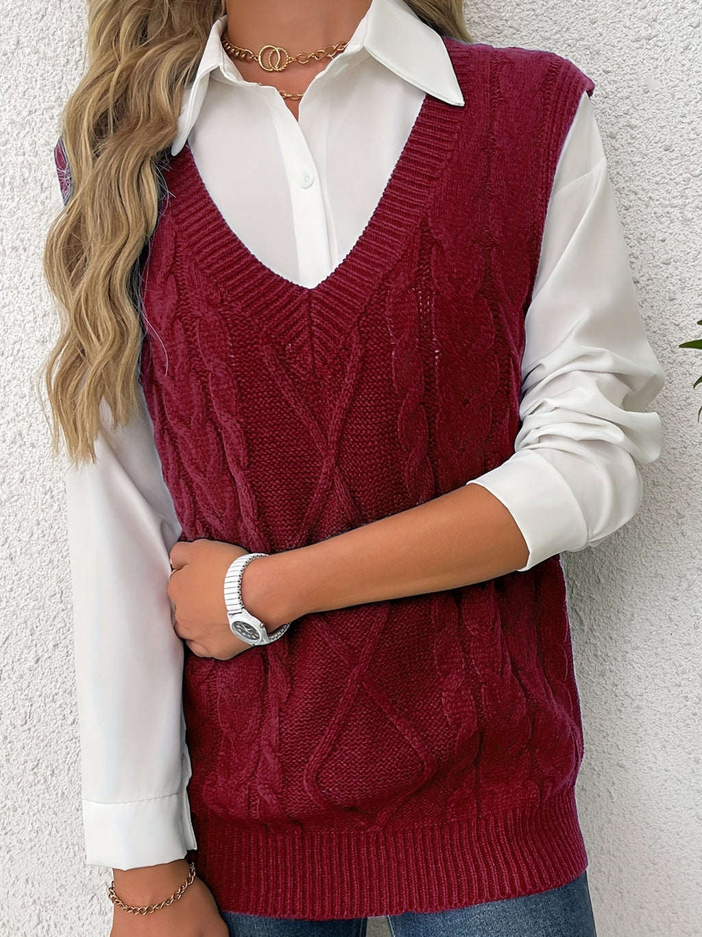 Luella – Chunky Cable-Stitch Pullover Vest for Women