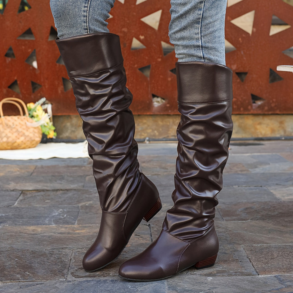 Sarah – Fold-Over Block Heel Over-the-Knee Boots for Women