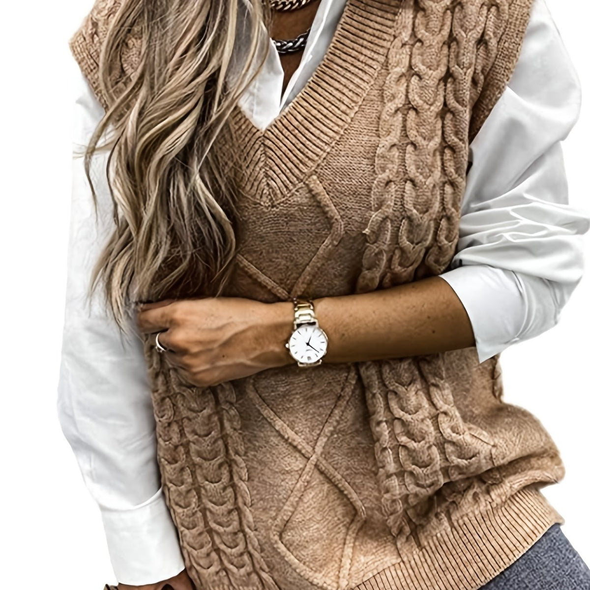 Luella – Chunky Cable-Stitch Pullover Vest for Women