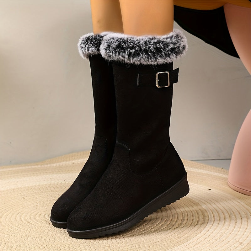 Kara – Buckle-Strap Shearling Winter Boots for Women