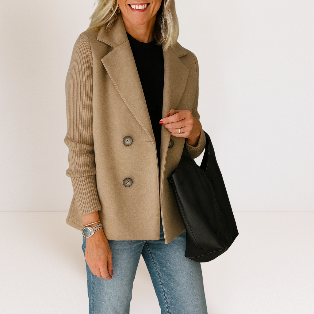 Feyrinna | Elegant Knit-sleeve Jacket