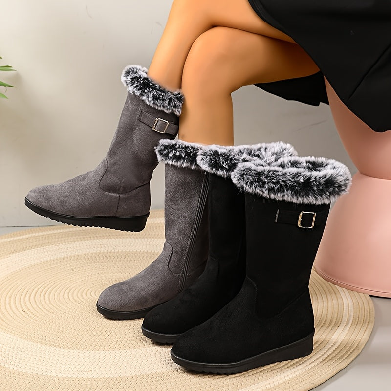 Kara – Buckle-Strap Shearling Winter Boots for Women