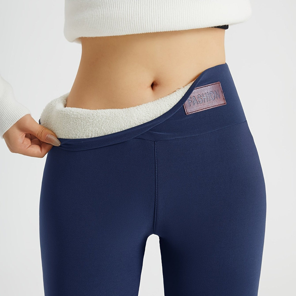 Deborah – Plush-Lined Leggings with Wide Waistband for Women