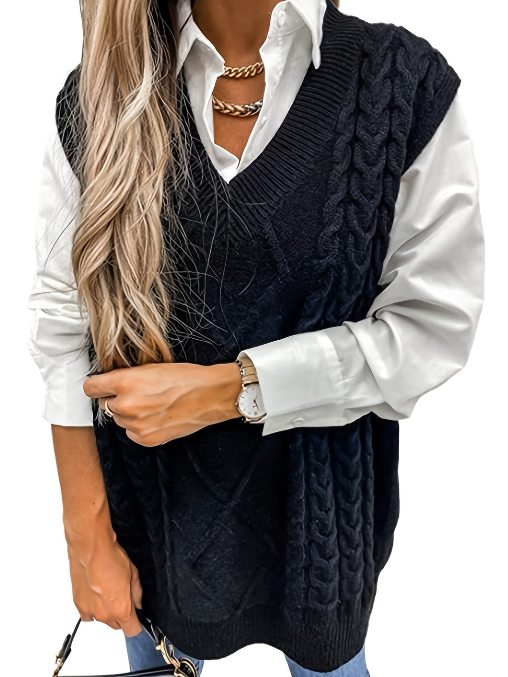 Luella – Chunky Cable-Stitch Pullover Vest for Women