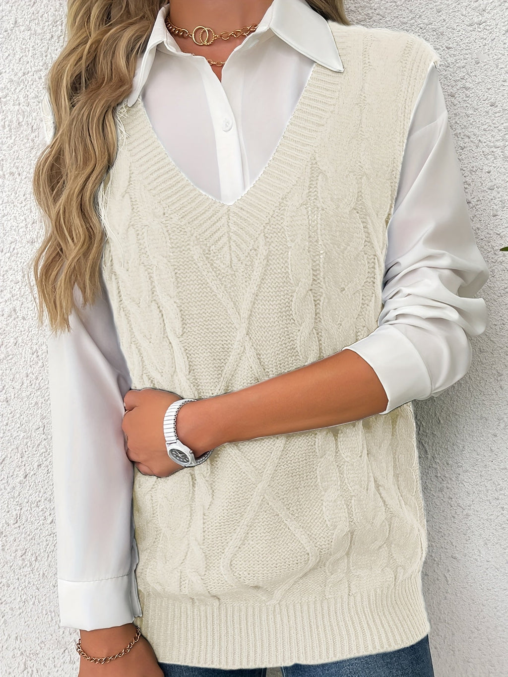Luella – Chunky Cable-Stitch Pullover Vest for Women