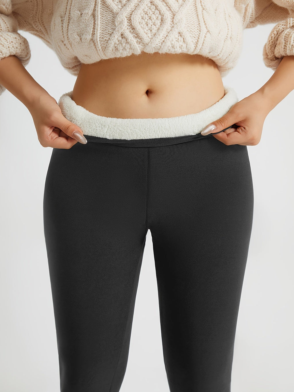 Deborah – Plush-Lined Leggings with Wide Waistband for Women
