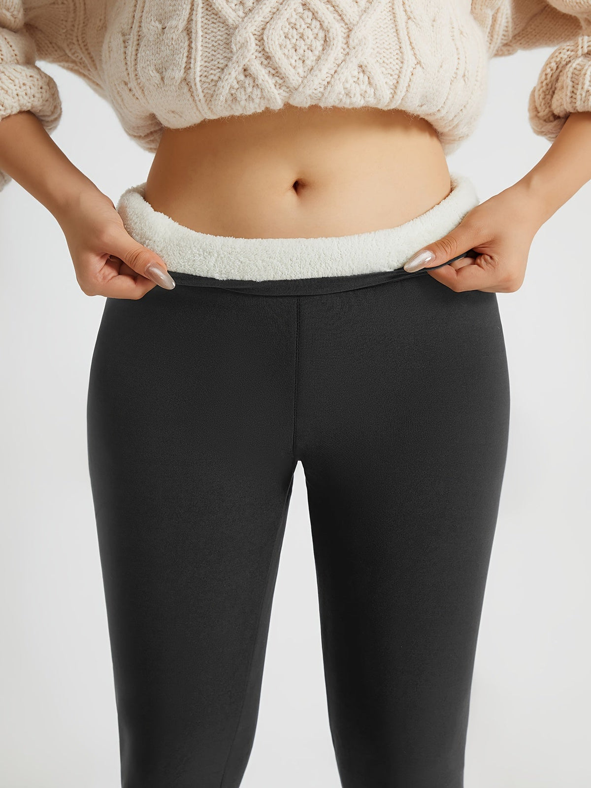 Deborah – Plush-Lined Leggings with Wide Waistband for Women