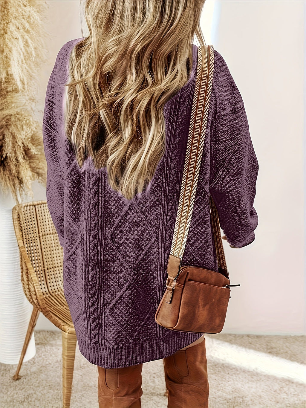 Nicolette – Relaxed-Fit Cable-Stitch Sweater Dress for Women