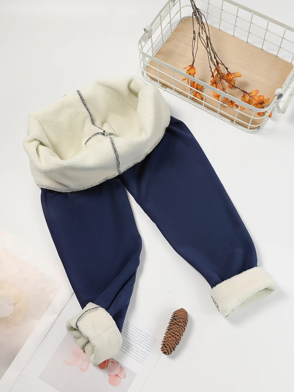 Deborah – Plush-Lined Leggings with Wide Waistband for Women
