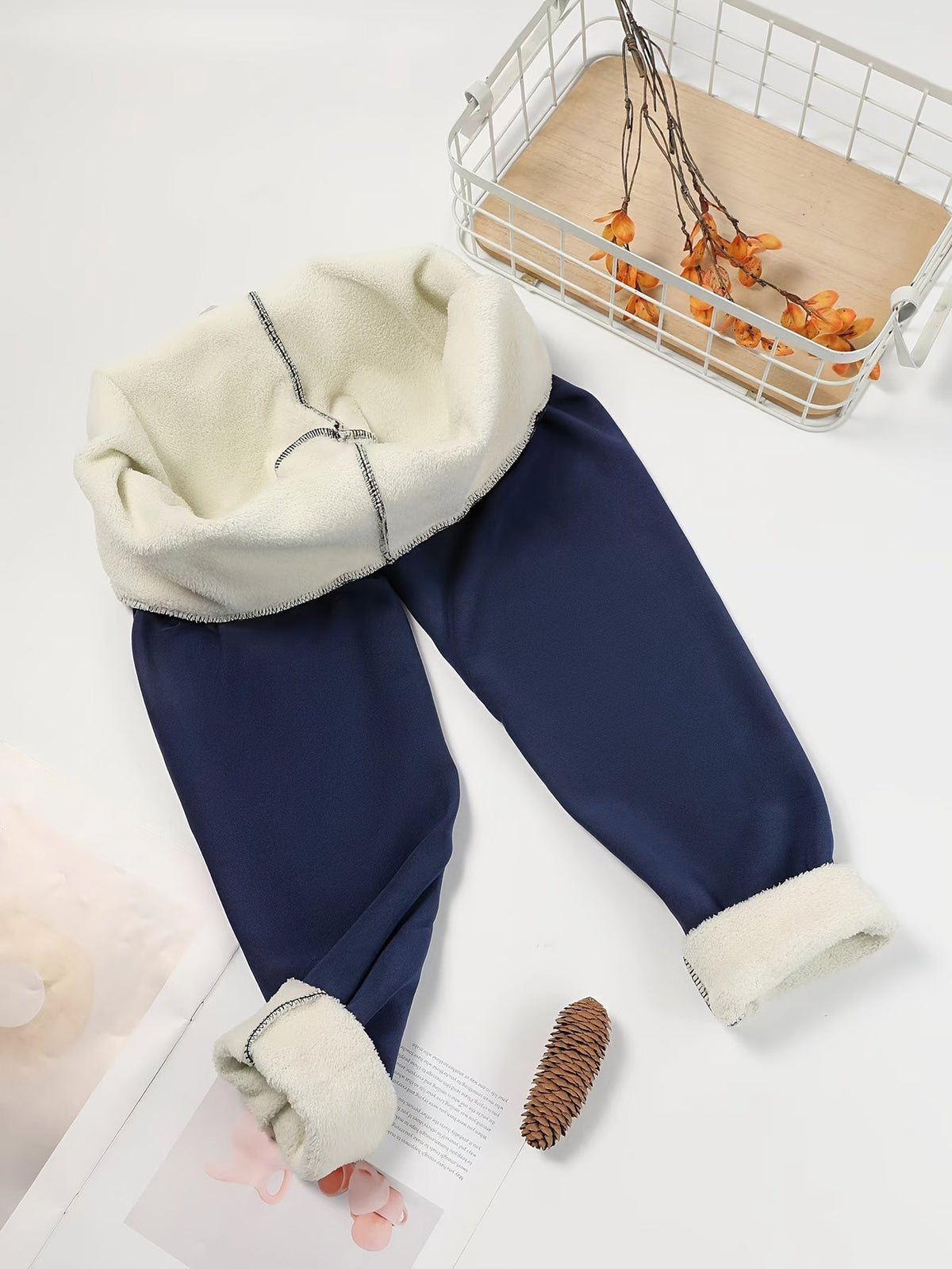Deborah – Plush-Lined Leggings with Wide Waistband for Women
