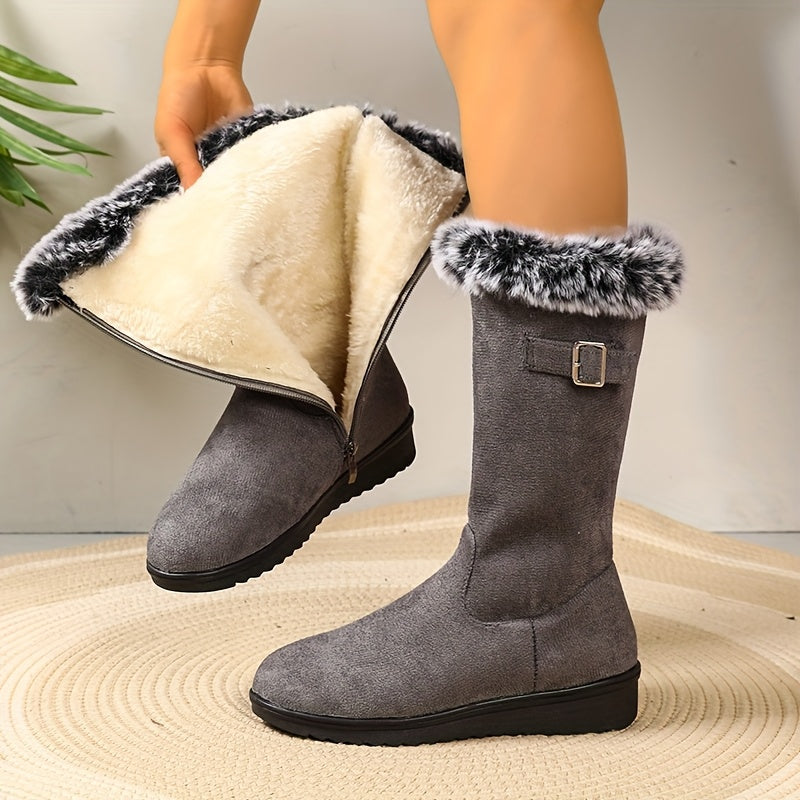 Kara – Buckle-Strap Shearling Winter Boots for Women