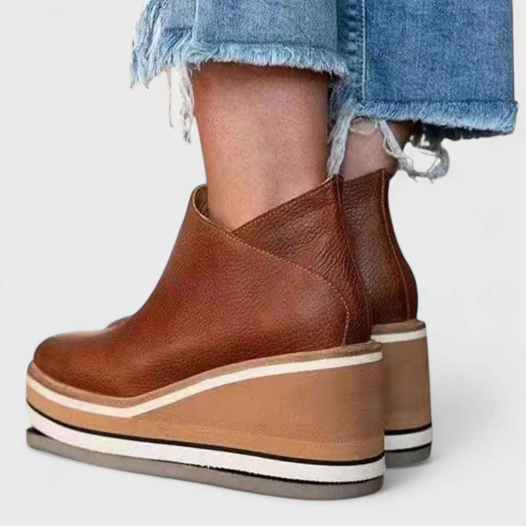 Marigold – Side-Zip Wedge Platform Ankle Boots for Women
