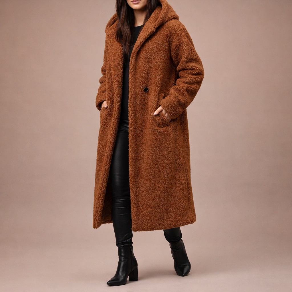 Augusta – Longline Hooded Teddy Jacket for Women