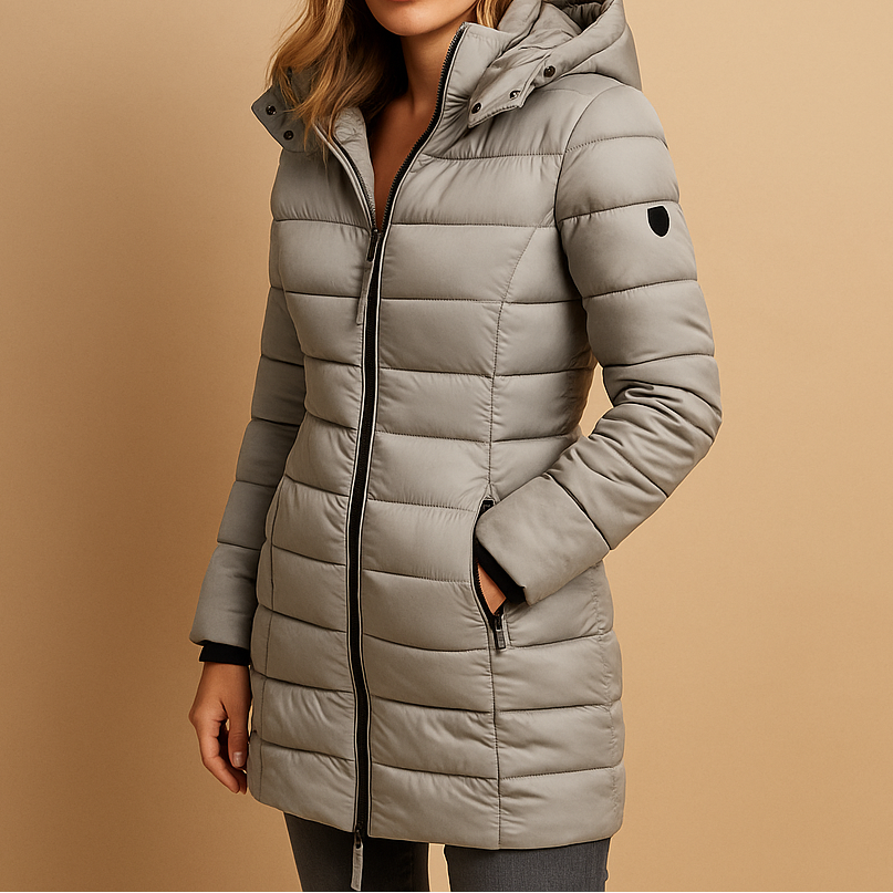 Caprice – Quilted Longline Jacket with Hood for Women