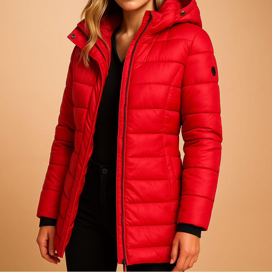 Caprice – Quilted Longline Jacket with Hood for Women
