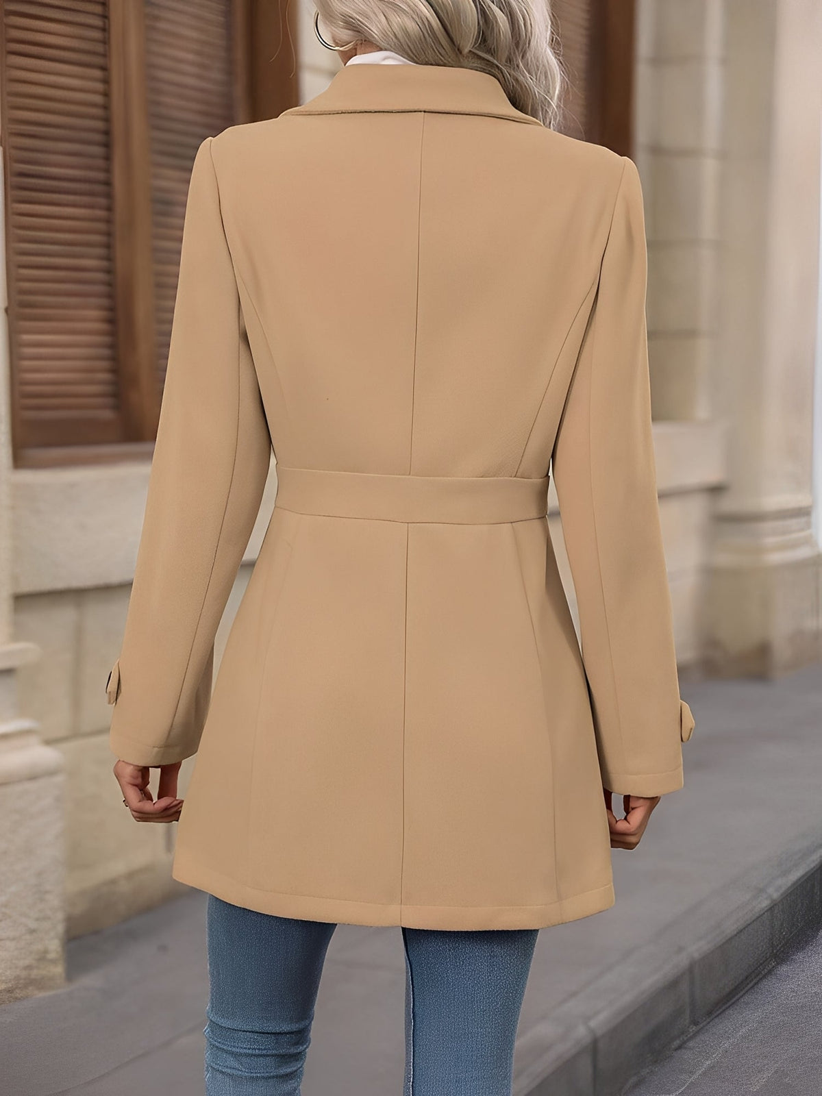 Courtney – Button-Front Longline Trench Jacket for Women