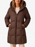 Avalon – Block-Quilted Hooded Longline Coat for Women