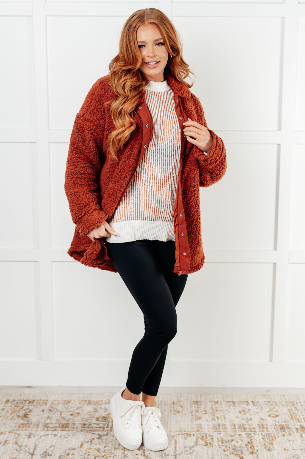 Viviana – Oversized Sherpa Jacket with Chest Pocket for Women
