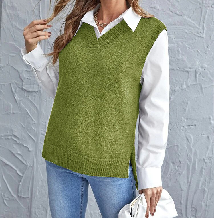 Lucienne – Ribbed Sweater Vest with V-Neck for Women