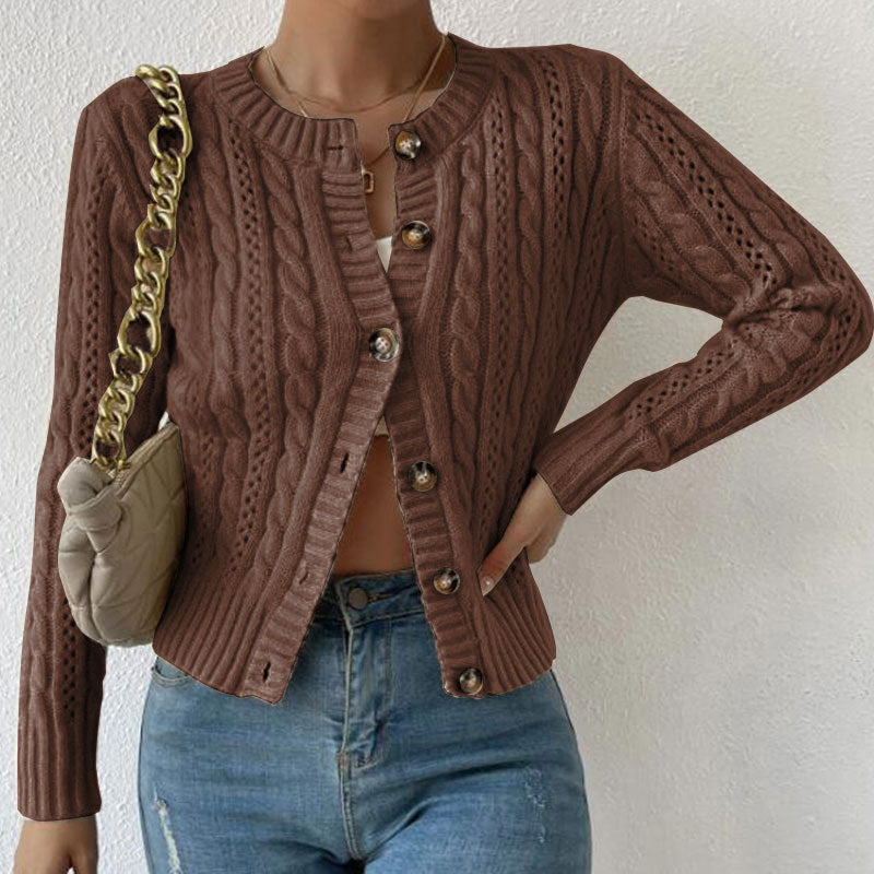 Nadine – Fitted Button-Front Cable-Stitch Cardigan for Women