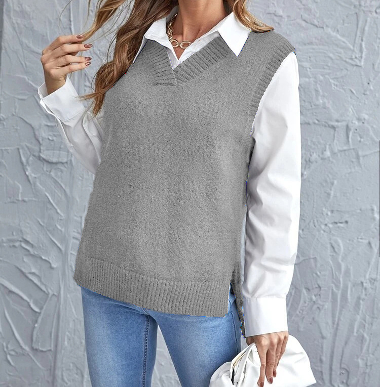 Lucienne – Ribbed Sweater Vest with V-Neck for Women