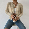 Nadine – Fitted Button-Front Cable-Stitch Cardigan for Women