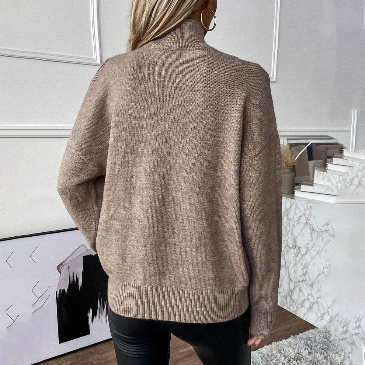 Madeleine – Layered Cutout Shoulder Turtleneck Sweater for Women