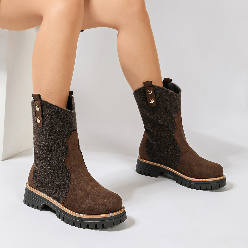 Rafaela – Two-Tone Chunky Heel Boots for Women