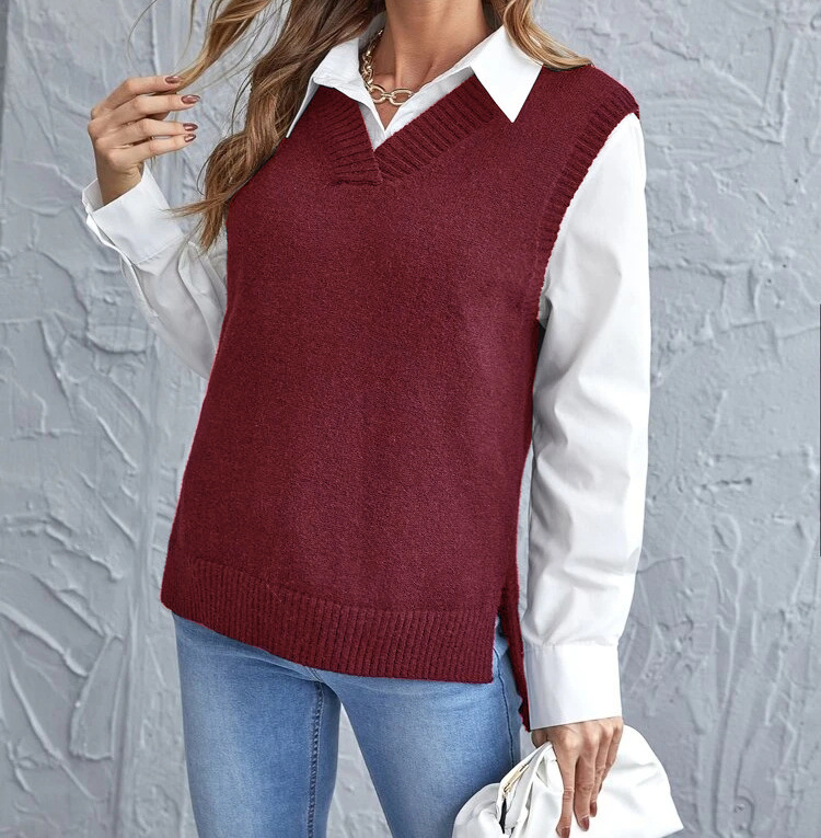 Lucienne – Ribbed Sweater Vest with V-Neck for Women