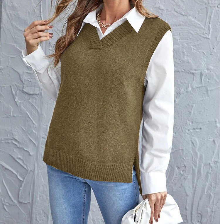 Lucienne – Ribbed Sweater Vest with V-Neck for Women