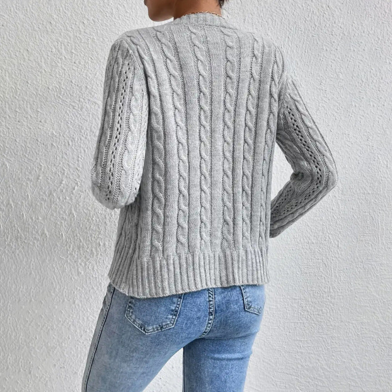 Nadine – Fitted Button-Front Cable-Stitch Cardigan for Women