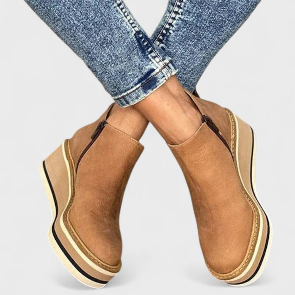 Marigold – Side-Zip Wedge Platform Ankle Boots for Women