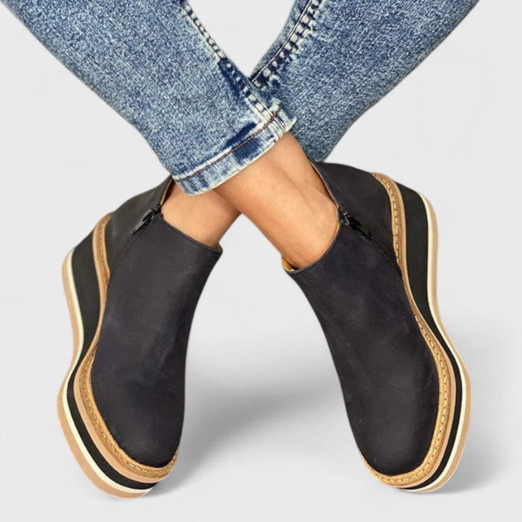 Marigold – Side-Zip Wedge Platform Ankle Boots for Women
