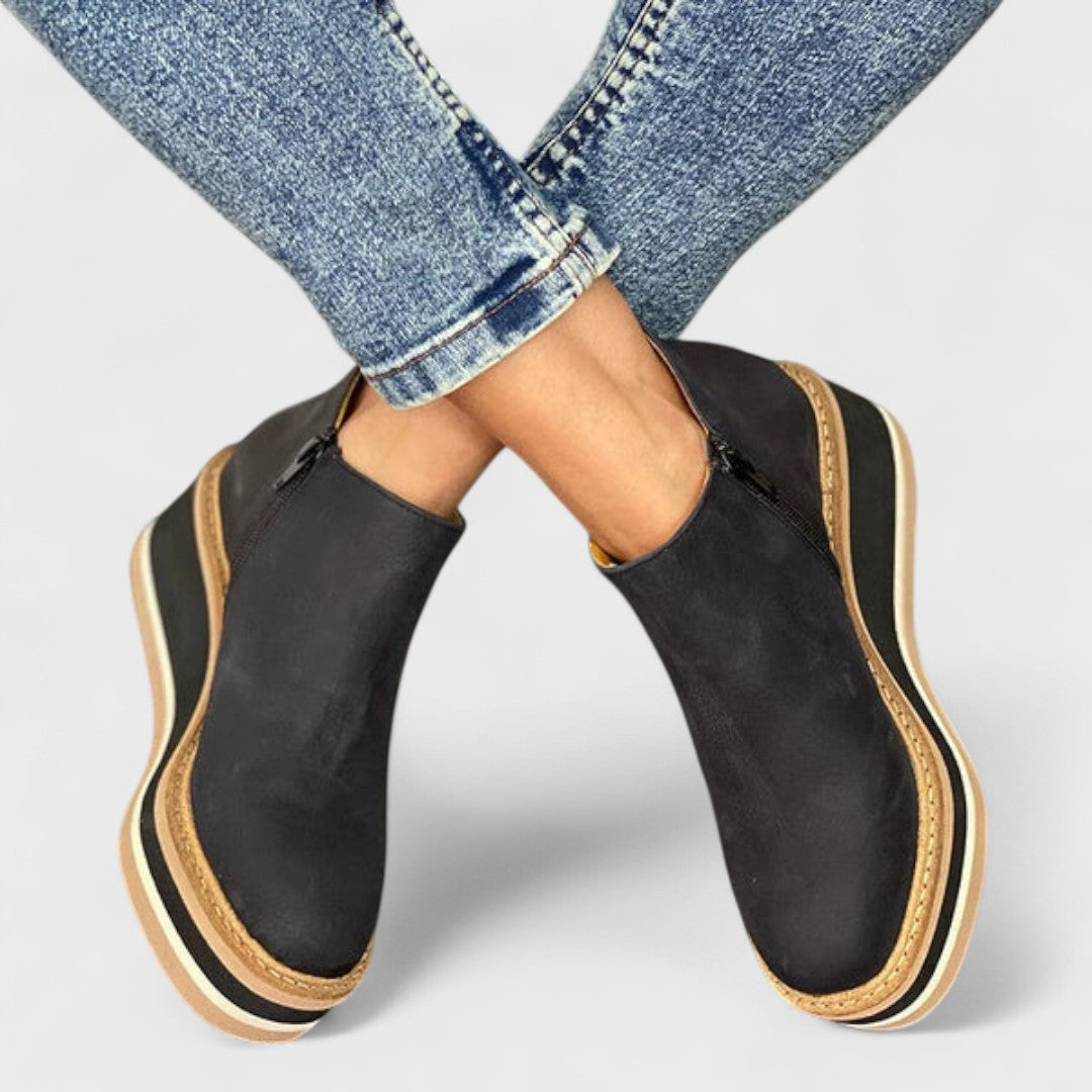 Marigold – Side-Zip Wedge Platform Ankle Boots for Women