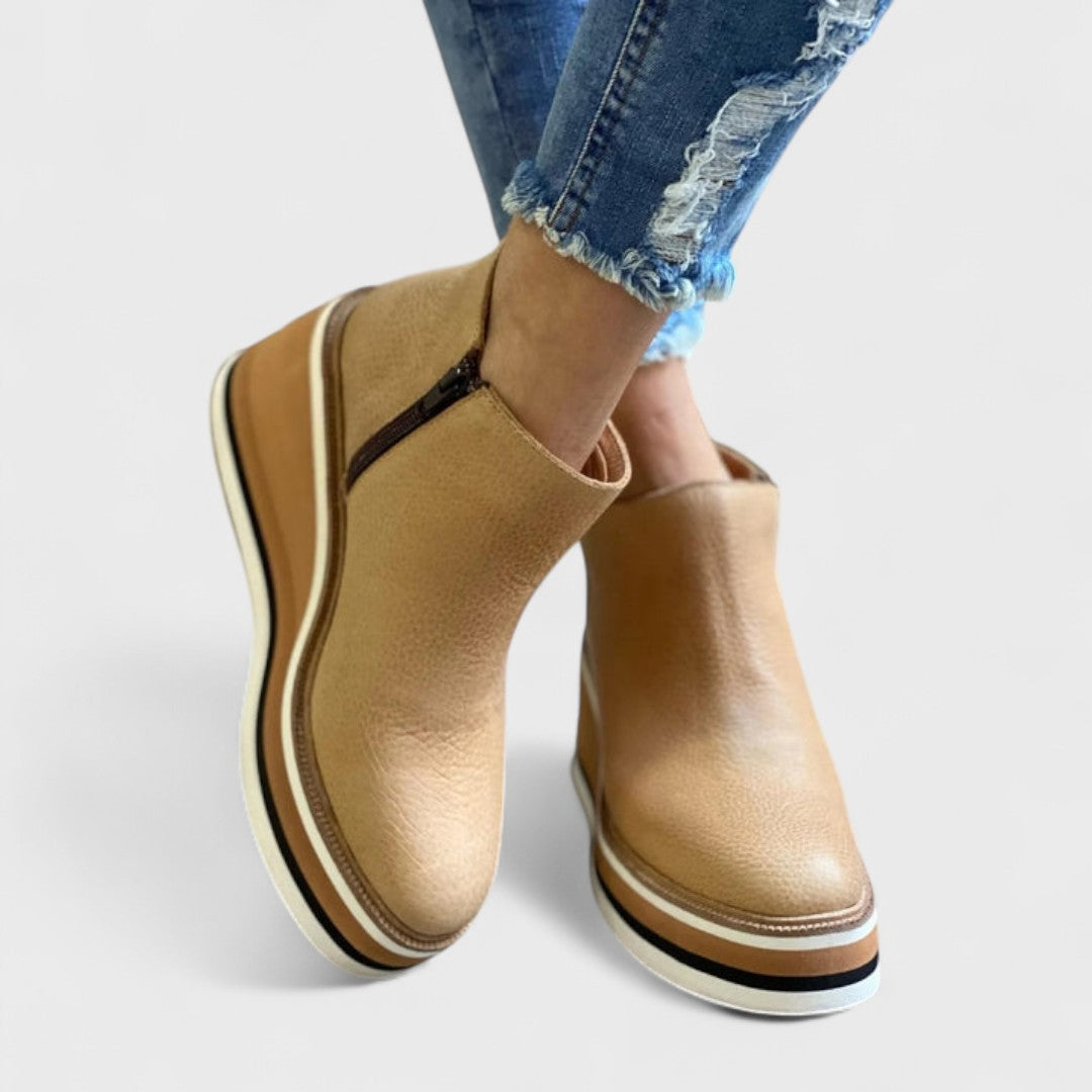 Marigold – Side-Zip Wedge Platform Ankle Boots for Women