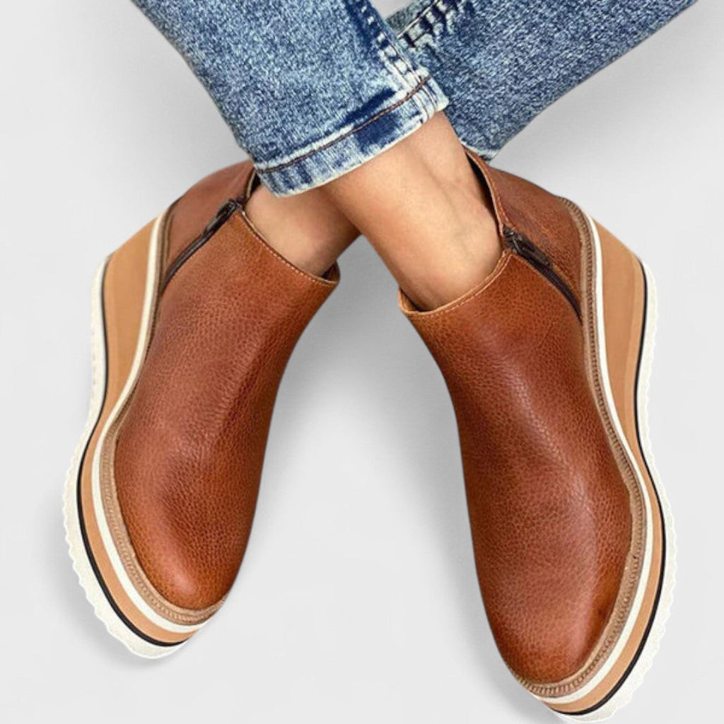 Marigold – Side-Zip Wedge Platform Ankle Boots for Women