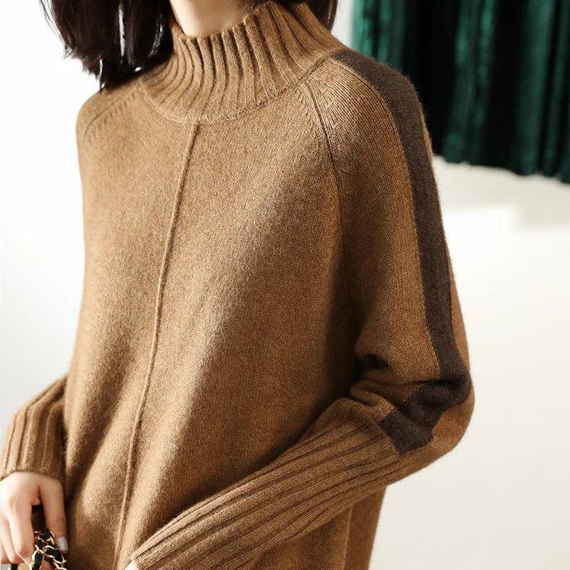 Lisandra – Ribbed Turtleneck Dress with Side Slits for Women