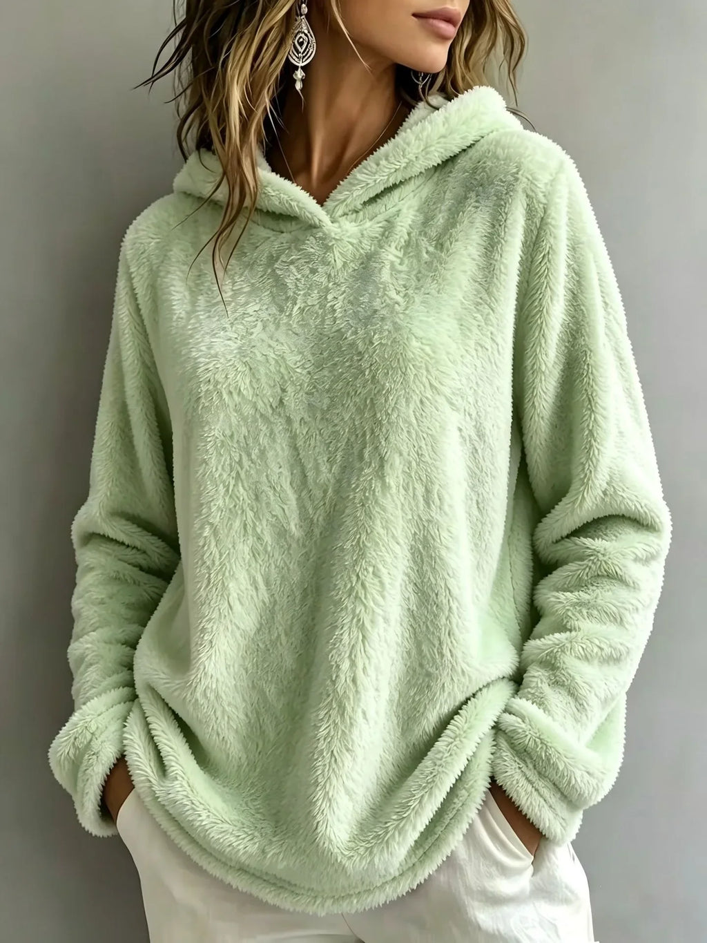 Natalya – Fuzzy Kangaroo-Pocket Pullover for Women